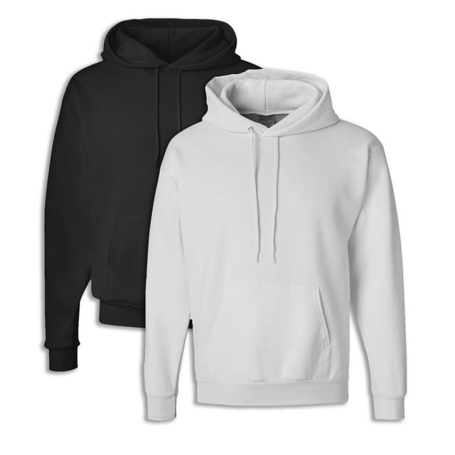 Hanes P170 Mens EcoSmart Hooded Sweatshirt Medium 1 Black 1 White Pack of 1