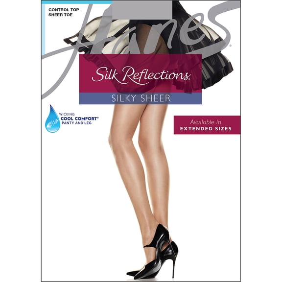 Hanes Pantyhose 4Pack Silk Reflections Cool Comfort Control Sheer Toe Sandalfoot