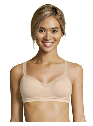 Hanes Women's Cozy Seamless Wire-Free Bra, Purple Cactus Flower, Small at   Women's Clothing store