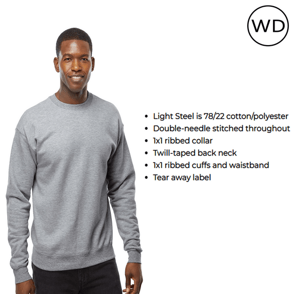 Hanes Perfect Fleece Crewneck Sweatshirt Unisex Adult -WD16 Soft Casual Sweatshirt, (Light Steel, L)