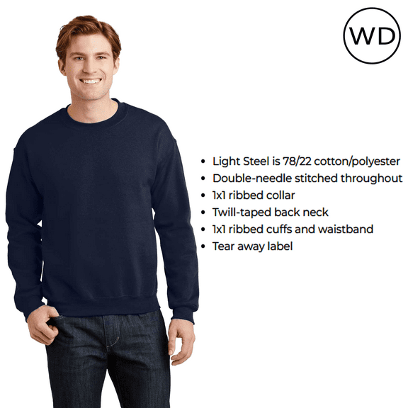 Hanes Perfect Fleece Crewneck Sweatshirt Unisex Adult -WD16 Soft Casual Sweatshirt, (Navy, L)