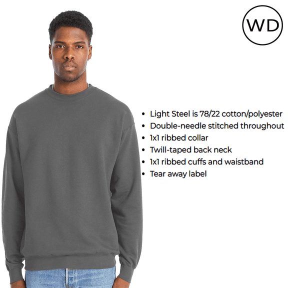 Hanes Perfect Fleece Crewneck Sweatshirt Unisex Adult -WD16 Soft Casual Sweatshirt, (Smoke Grey, L)