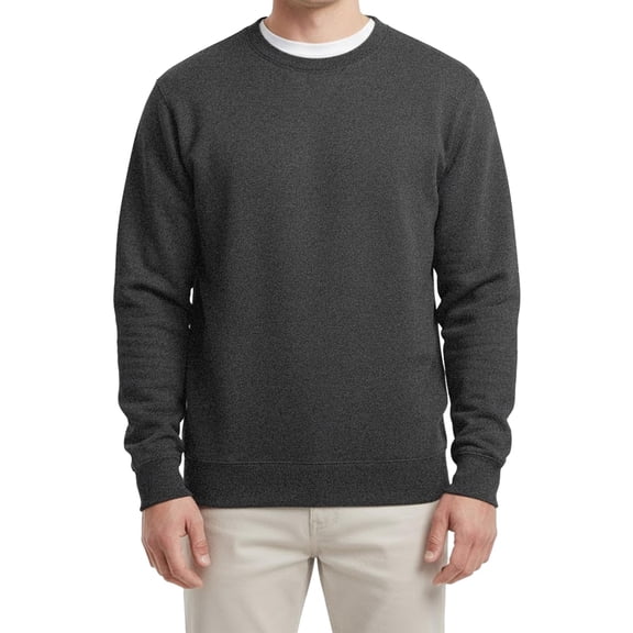 Hanes Perfect Sweats Crewneck Sweatshirt, Men's Long Sleeve Pullover Fleece, Charcoal Heather, S