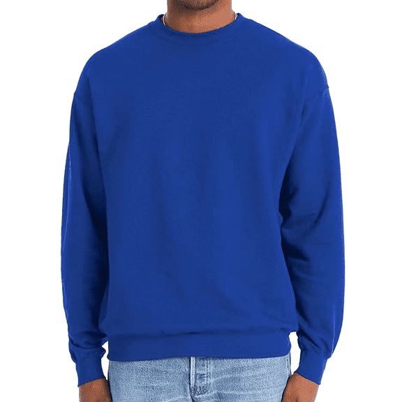 Hanes Perfect Sweats Crewneck Sweatshirt, Men's Long Sleeve Pullover Fleece, Deep Royal, L