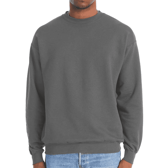 Hanes Perfect Sweats Crewneck Sweatshirt, Men's Long Sleeve Pullover Fleece, Smoke Grey, XL