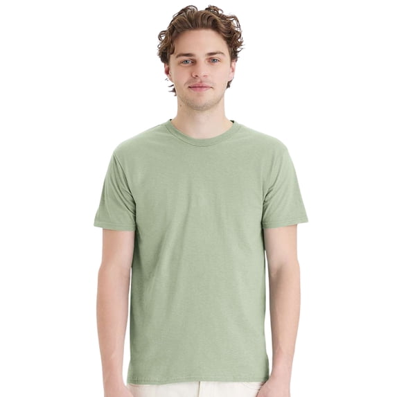 Hanes Perfect-T T-Shirt Short Sleeve Crewneck Tee Shirts for Men (Equilibrium Green, M)