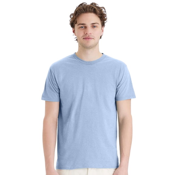 Hanes Perfect-T T-Shirt Short Sleeve Crewneck Tee Shirts for Men (Light Blue, L)