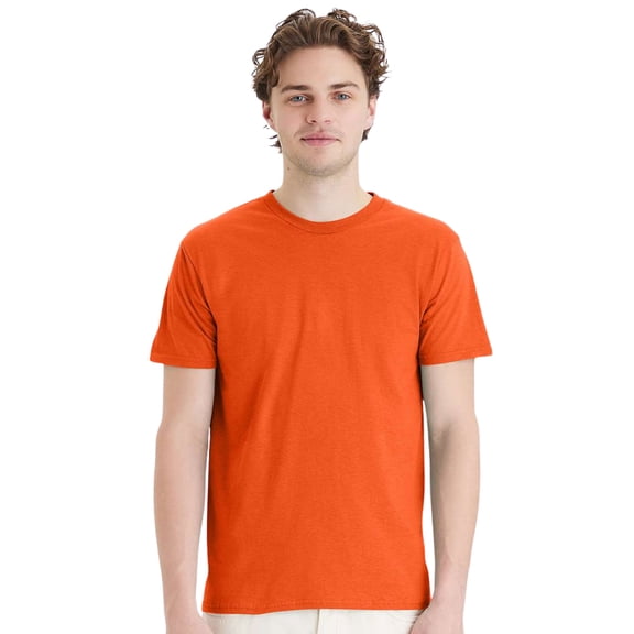 Hanes Perfect-T T-Shirt Short Sleeve Crewneck Tee Shirts for Men Orange, L)