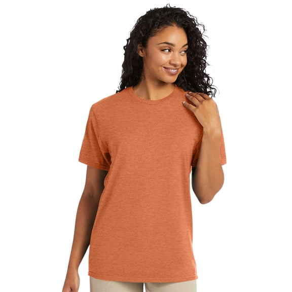 Hanes Perfect-T T-Shirt Short Sleeve Crewneck Tee Shirts for Men Pumpkin Heather, S)