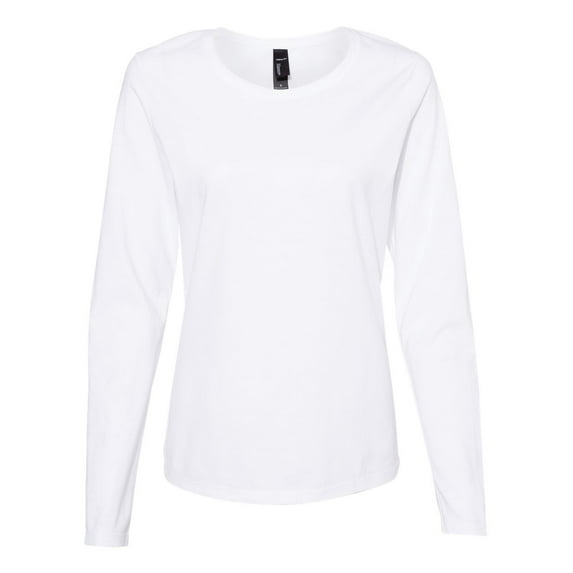 Hanes - Perfect-T Women’s Long Sleeve Scoopneck T-Shirt - S04LS - White - Size: XL