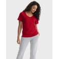 thumbnail image 1 of Hanes Perfect-T Women's V-Neck Cotton T-Shirt Deep Red XL, 1 of 5
