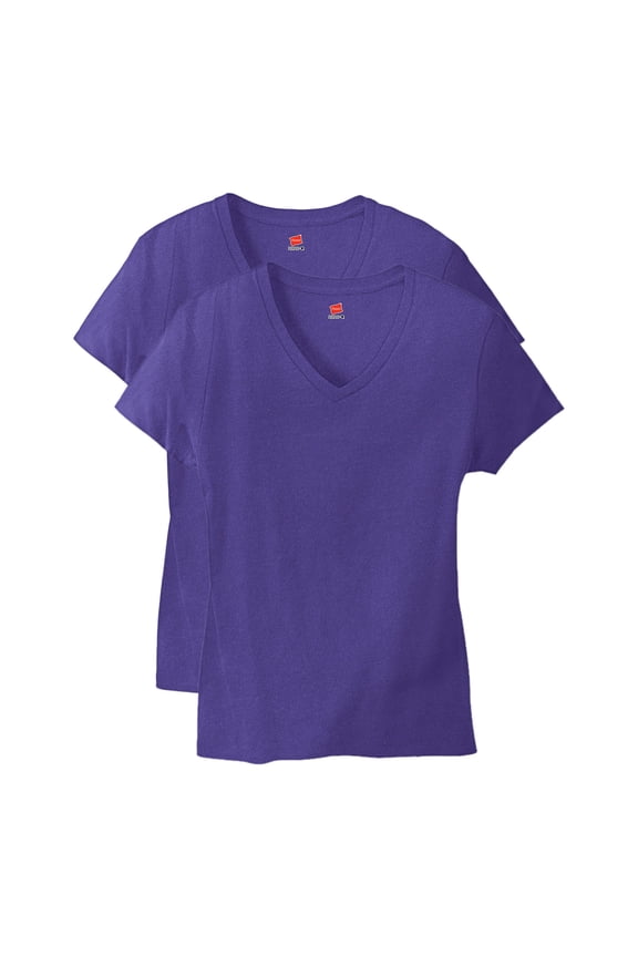 Perfect-T Women's V-Neck Cotton T-Shirt, Value 2-Pack Purple 3XL
