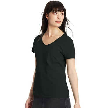 Hanes Perfect-T Women's V-Neck Cotton T-Shirt, Value 2-Pack