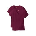thumbnail image 1 of Hanes Perfect-T Women's V-Neck Cotton T-Shirt, Value 2-Pack Maroon XL, 1 of 5