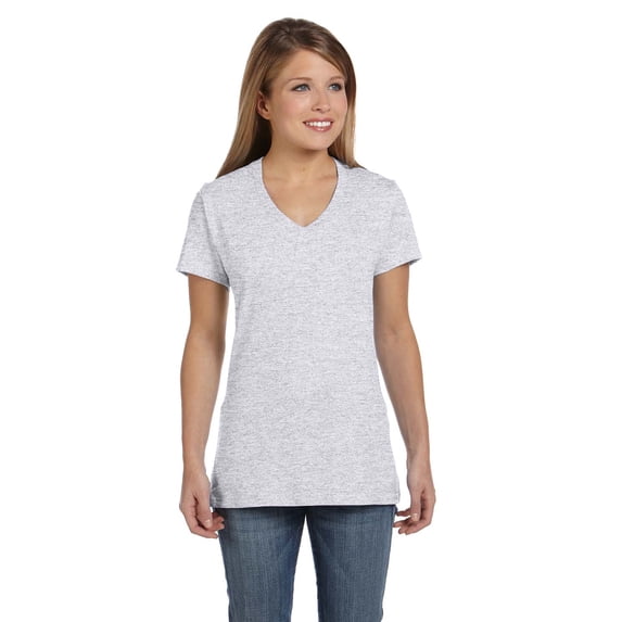 Hanes - Perfect-T Women’s V-Neck T-Shirt - S04V, Ash, 2XL, Pack Of 2, Tshirts for Women