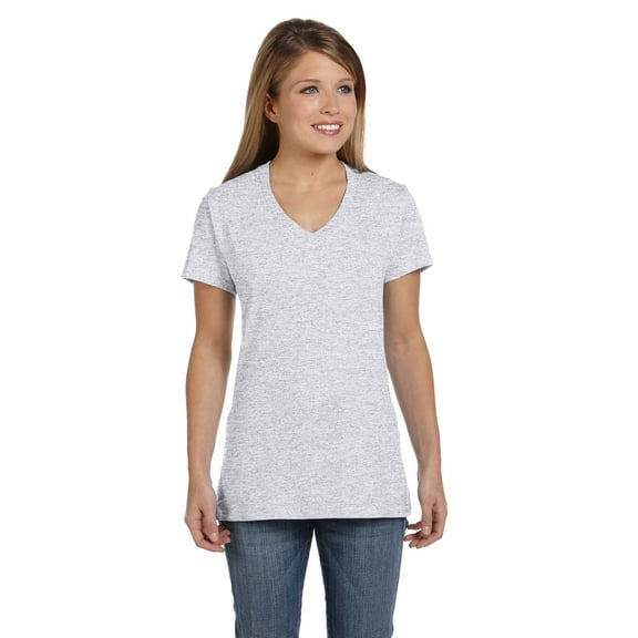 Hanes - Perfect-T Women’s V-Neck T-Shirt - S04V, Ash, XS, Pack Of 5, Tshirts for Women