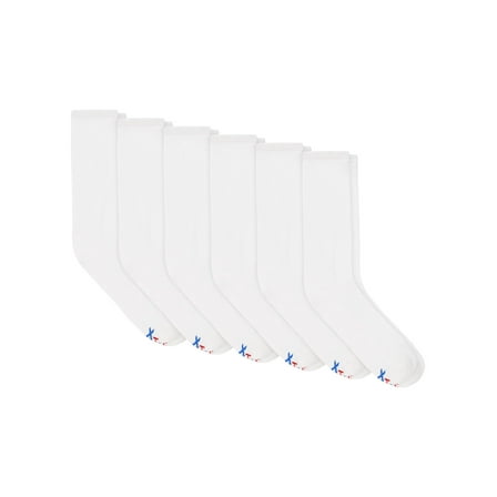 Hanes Performance Men's Cushioned Big & Tall Crew Socks, 6-Pairs White 12-14