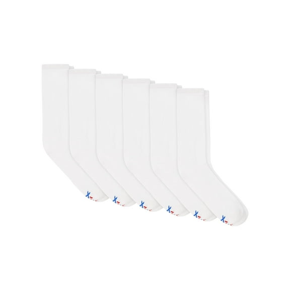 Hanes Performance Men's Cushioned Big & Tall Crew Socks, 6-Pairs White 12-14