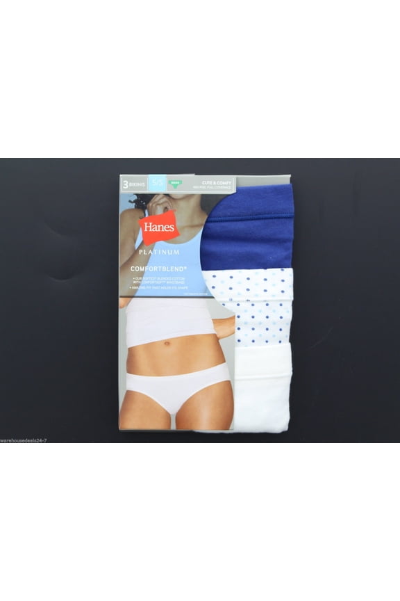 Platinum Women's Comfort Blend Bikini Panties Blue Mix Sz 8