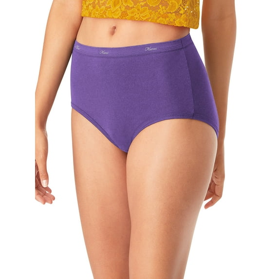 Hanes Plus Cotton Brief Panties 5-Pack Womens Assorted Colors 11-12 Wicking Soft