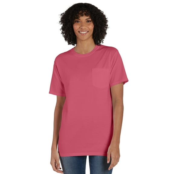 Hanes Pocket T-Shirt Unisex Garment Dyed Cotton Short Sleeve Tee Crewneck Ringspun Cotton