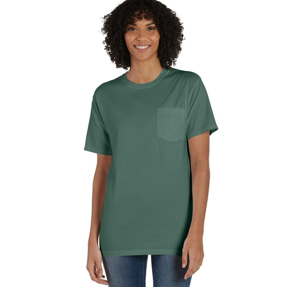 Hanes Pocket T-Shirt Unisex Garment Dyed Cotton Short Sleeve Tee Crewneck Ringspun Cotton