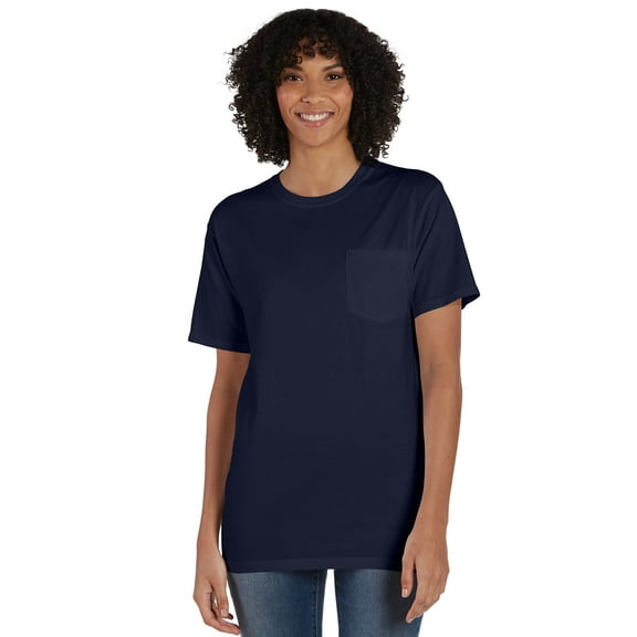 Hanes Pocket T-Shirt Unisex Garment Dyed Cotton Short Sleeve Tee Crewneck Ringspun Cotton