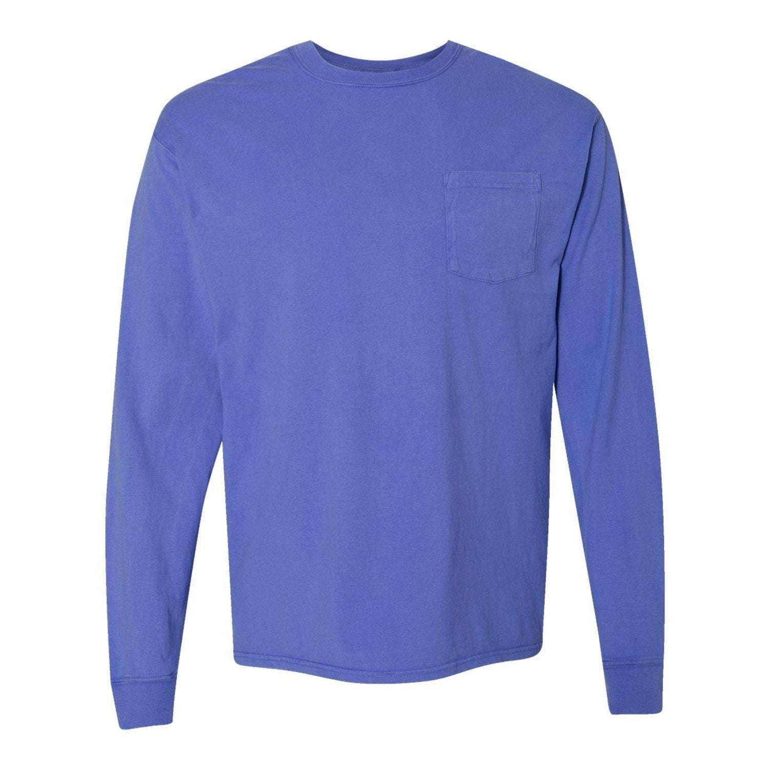 Hanes Comfortwash Garment Dyed Long Sleeve Tee Shirt with Pocket, Men's Sizes S-3XL