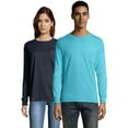 thumbnail image 1 of Hanes Pocket T-Shirt Long Sleeve Unisex Garment Dyed Tee Crewneck Cotton, 1 of 4