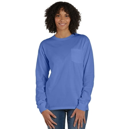 Hanes Comfortwash Garment Dyed Long Sleeve Tee Shirt with Pocket, Men's Sizes S-3XL