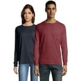 thumbnail image 1 of Hanes Pocket T-Shirt Long Sleeve Unisex Garment Dyed Tee Crewneck Cotton, 1 of 4