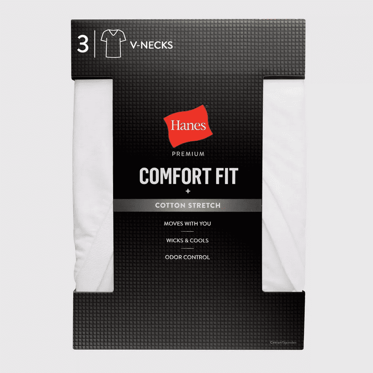 Hanes Premium 3pk Men s Comfort Fit V Neck Undershirt White Large Walmart