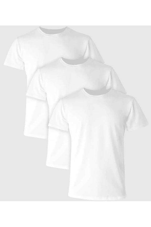 Premium Comfort Fit + Cotton Stretch 3 Pack Crew Undershirts - Large
