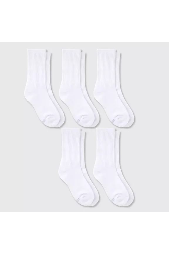 Premium Girls' Pure Crew Socks White - 5 Pack - Size: Small