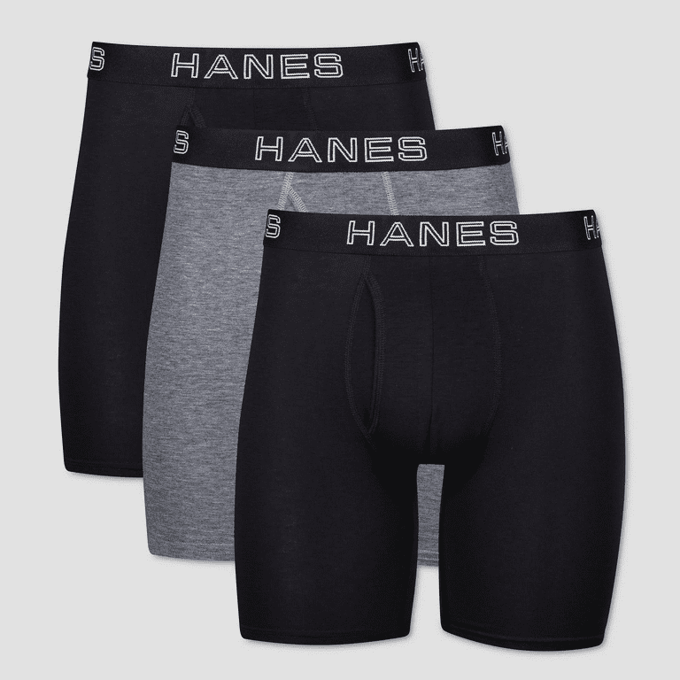 Hanes Premium Men's 3 Pack Long Leg Boxer Briefs with Total