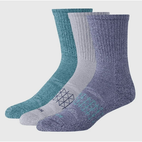 Hanes Premium Men's 3pk Absolute Active Crew Socks -Blue/Gray 6-12