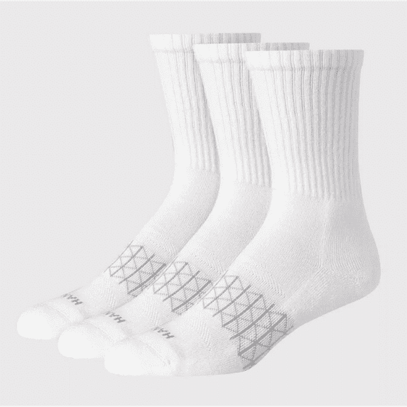 Hanes Premium Men's 3pk Absolute Active Crew Socks -White 6-12