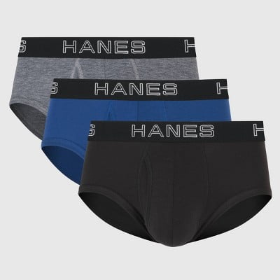 Hanes Premium Men's 3pk Comfort Total Support Pouch Briefs - Gray/Blue/Black S