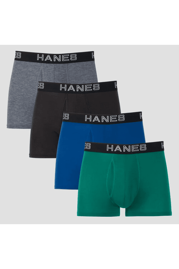 Premium Men's 3pk Trunks with Anti Chafing Total Support Pouch - Blue, Small