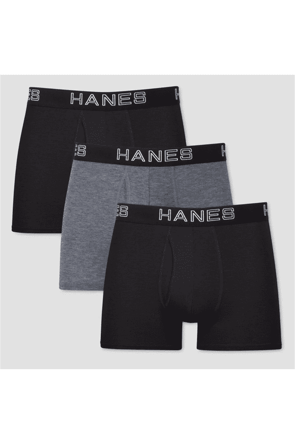 Premium Men's 3pk Trunks with Total Support Pouch - Black/Grey - (XL)