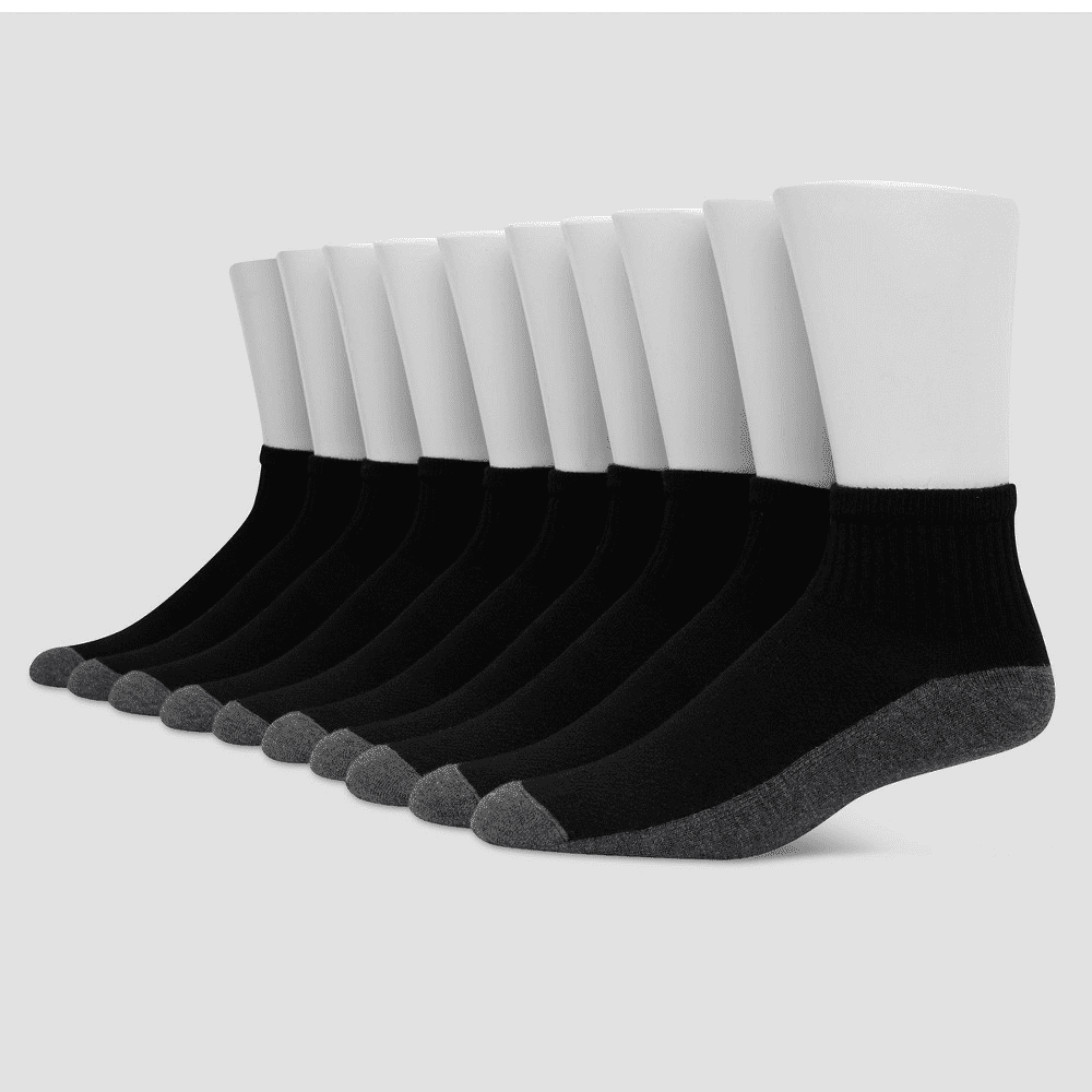 Hanes Premium Men's Big & Tall Cool Comfort Ankle Socks 10pk - Black, 12-14