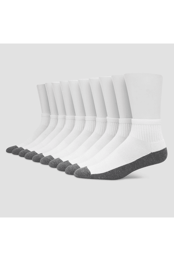 Premium Men's Big & Tall Cool Comfort Ankle Socks 10pk - White, 12-14