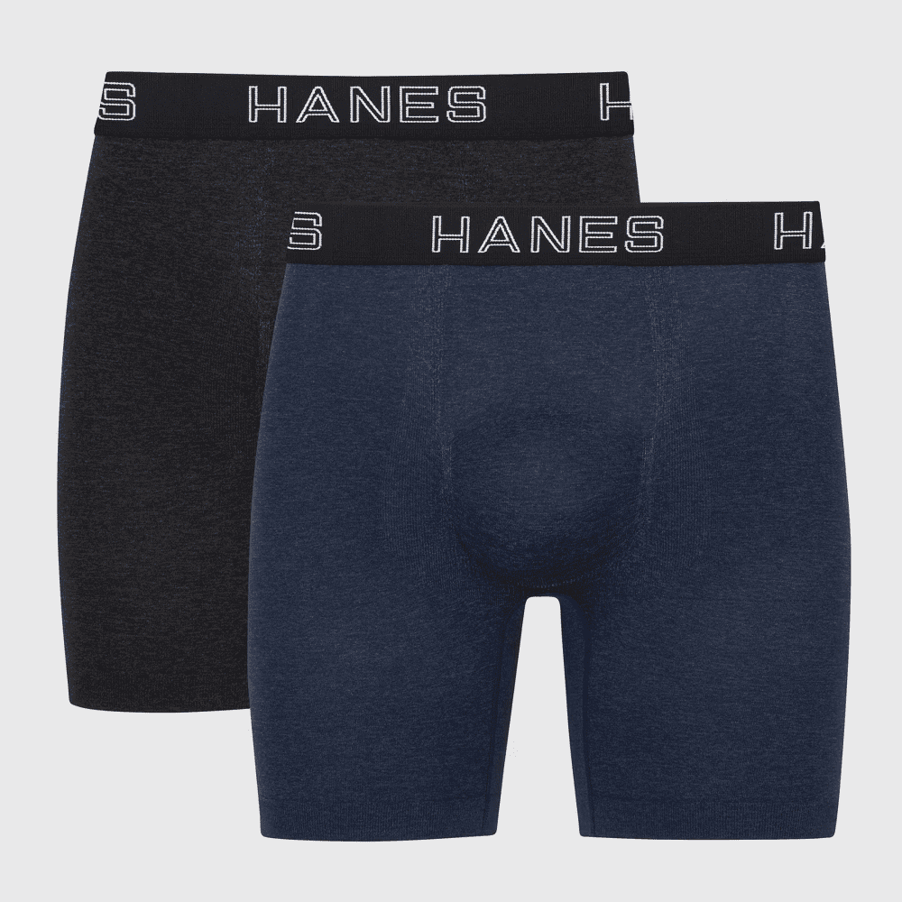 Hanes Premium Men's Seamless Boxer Briefs 2pk - Heathered Gray, Small
