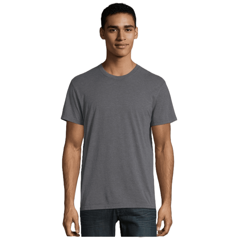 Hanes Premium Men s Short Sleeve Black Label Crew Neck T Shirt Charcoal Heather Medium