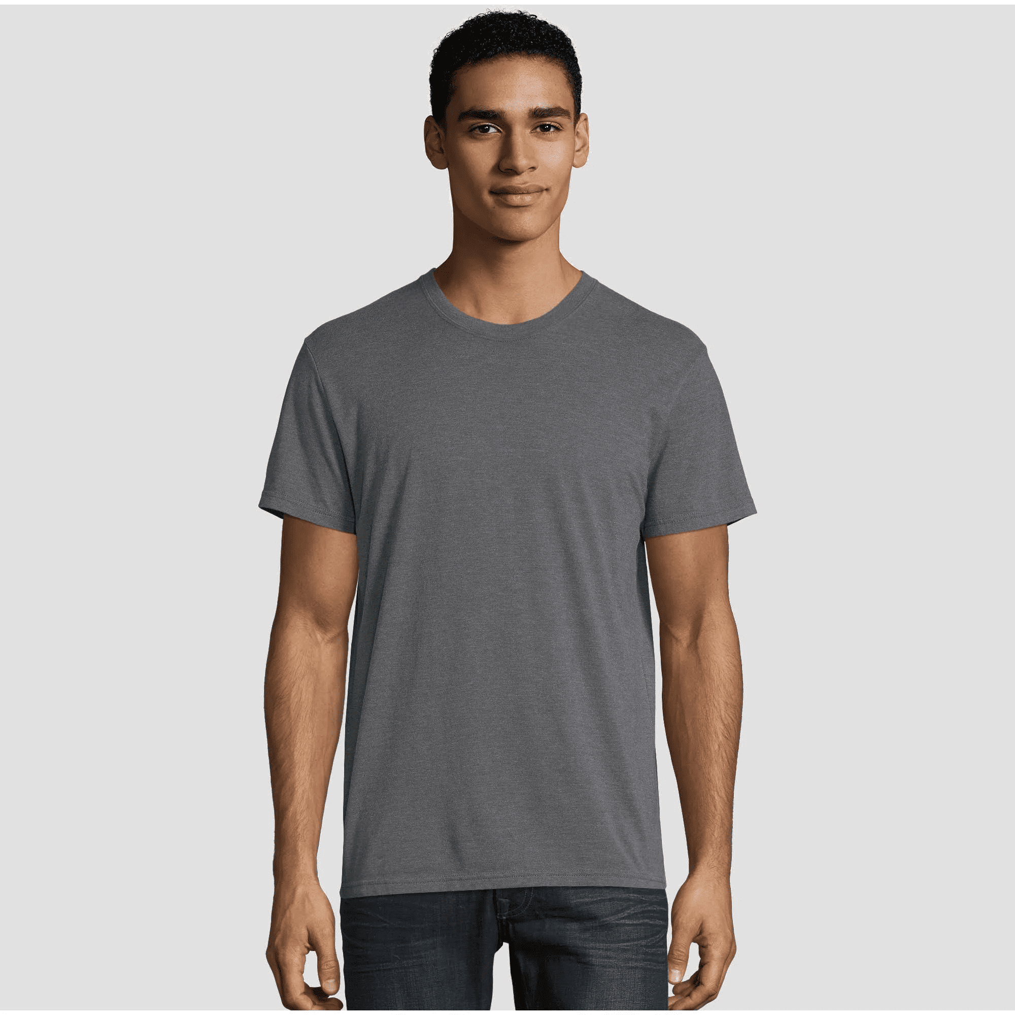 Hanes Premium Short Sleeve Black Label Crew T-Shirt - Charcoal Heather, Large - Walmart.com