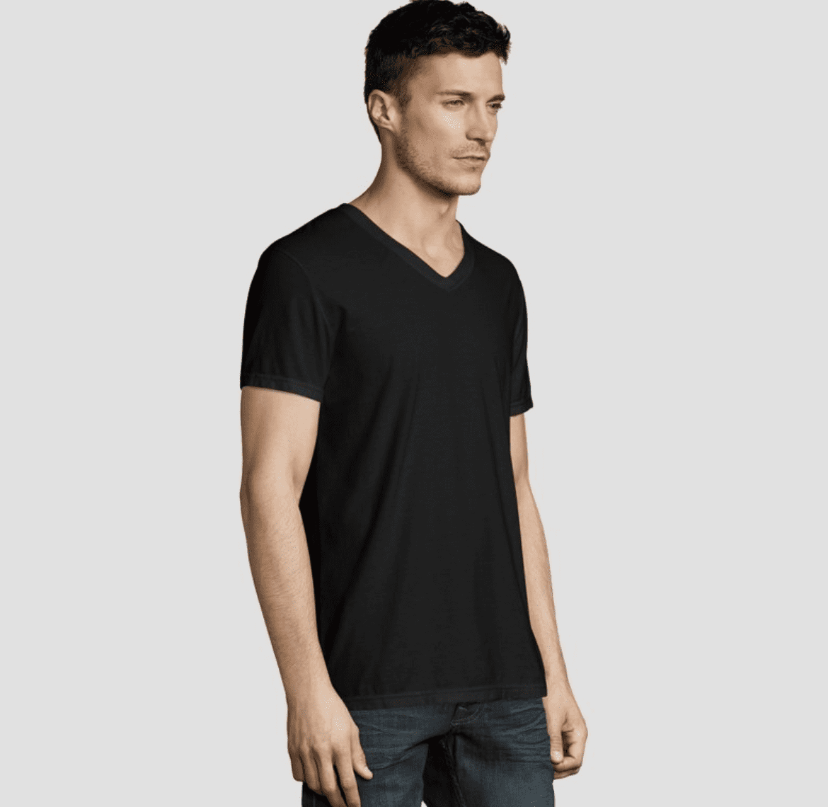 Hanes Premium Men's Short Sleeve Black Label V-Neck T-Shirt - Black S