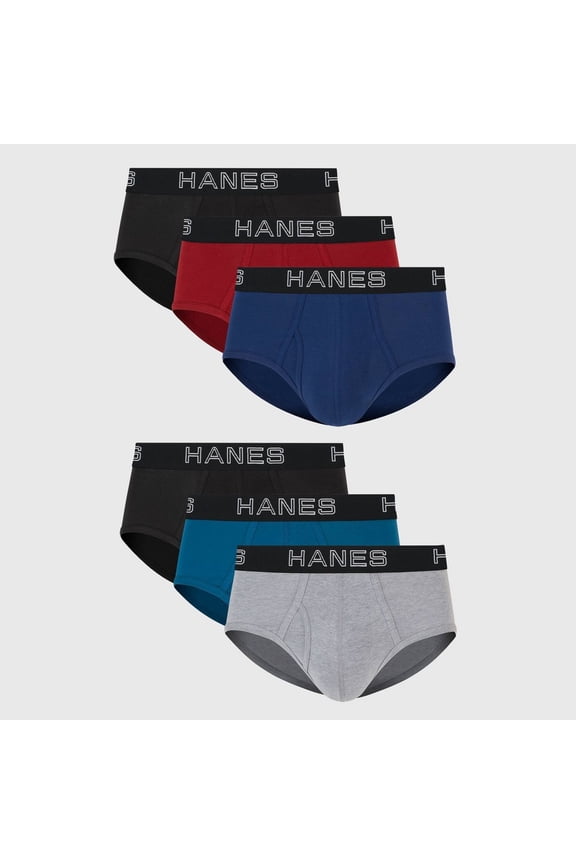 Premium Men's Stretch Classic Briefs 6pk - Blue/Black/Red, Medium