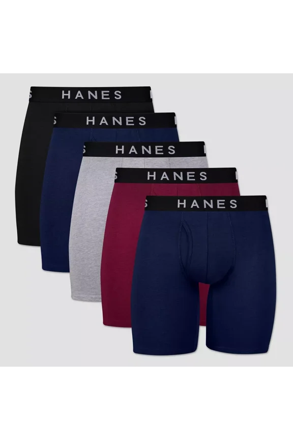 Premium Men's Stretch Long Leg Boxer Briefs 5 Pack - Assortd Color - Size: Small