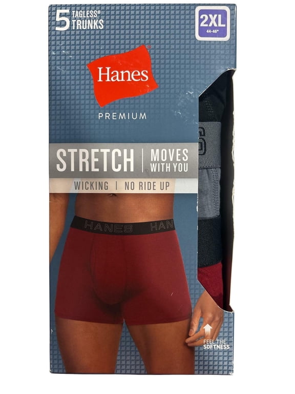 Premium Men's Stretch Trunks 5pk - Multi Color 2XL Tagless, Wicking