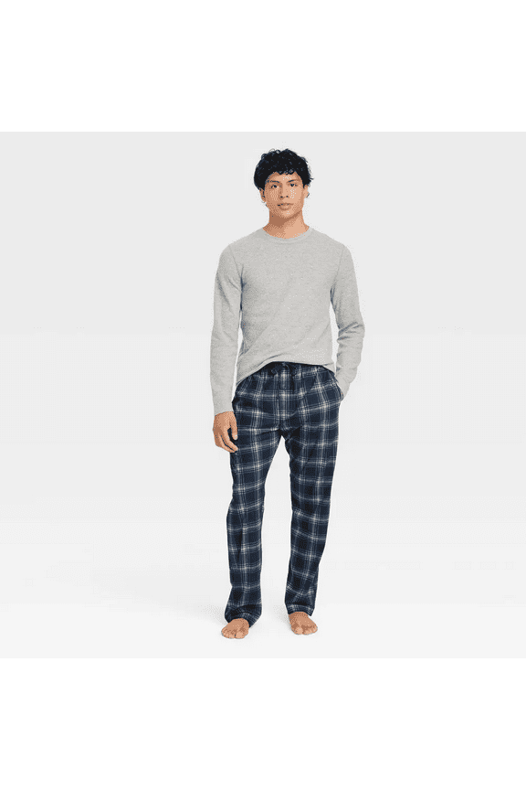 Premium Men's Waffle Knit Crew Sleep Pajama Set - Blue, XXL